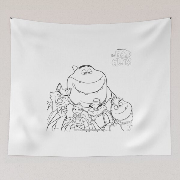 Item preview, “The Bad Guys Cartoon Coloring Page – Funny Animal Gang Illustration (Wolf, Snake, Shark, Piranha, Tarantula)” designed and sold by EssentialsWear.