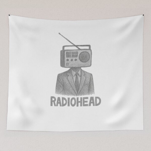 Item preview, Radiohead Surreal Sketch – Man in Suit with Radio Head Black & White designed and sold by Donsean22.