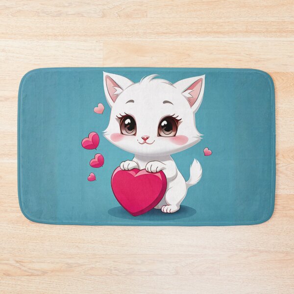 Item preview, White Kitten Holding Pink Valentine Heart designed and sold by CASASIS_MERCH.