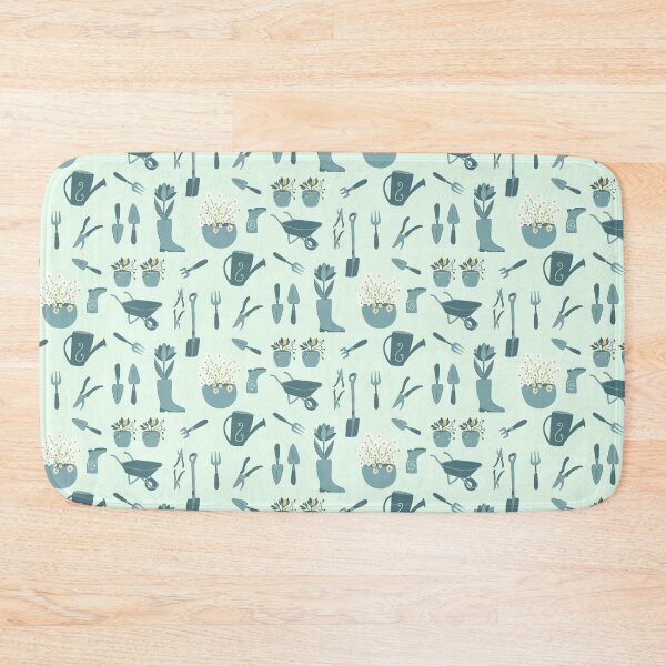 Item preview, Happy gardening - flowers and digging tools - soft blues teal and green designed and sold by ahahdodo.