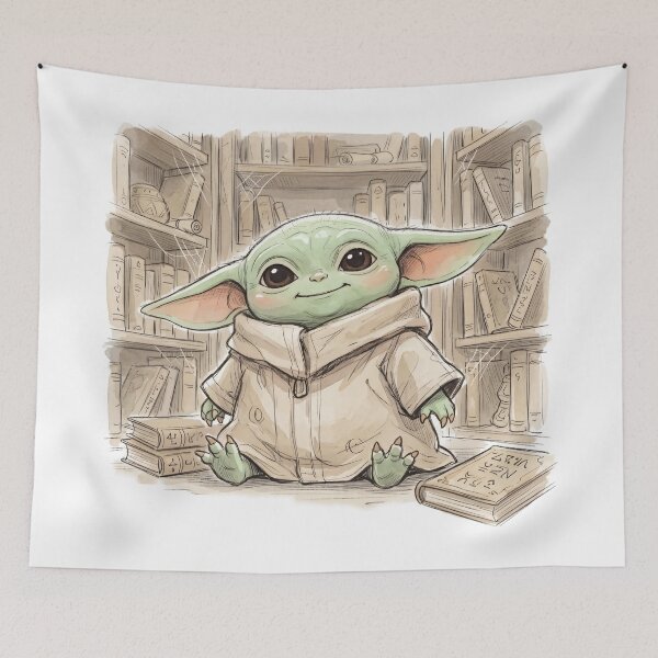 Item preview, BABY YODA IN ANTIQUE LIBRARY designed and sold by LIS AND MELIVERSO.