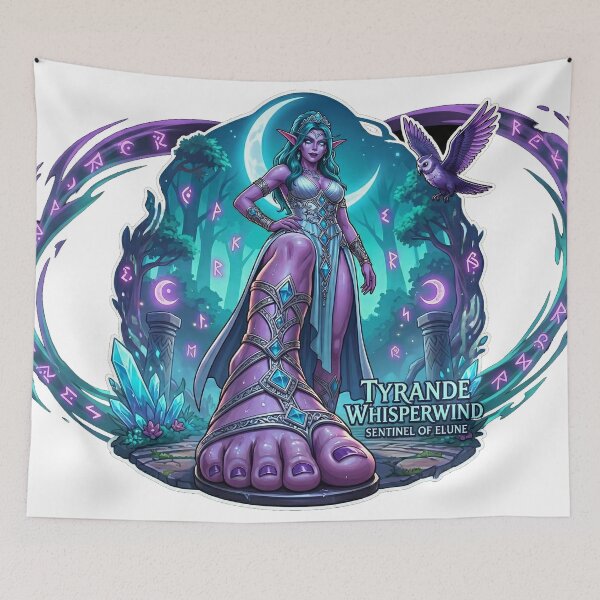 Item preview, Tyrande Whisperwind: Sentinel of Elune - Night Elf Goddess Emblem designed and sold by InspirAI.