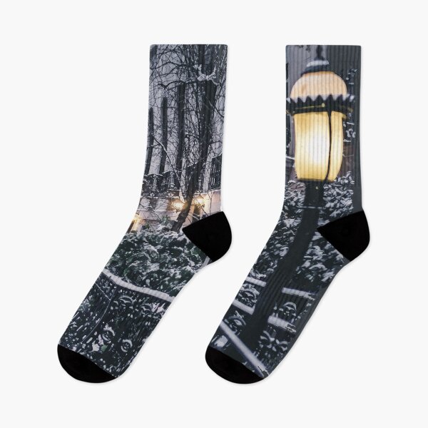 Item preview, Snowy City Street with Warm Lantern Lights designed and sold by Arturo Daniel Garcia Palomo.