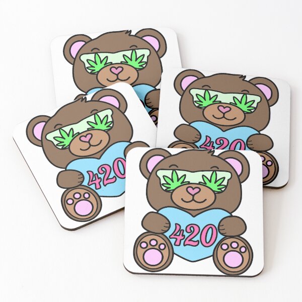Item preview, Cute 420 Stoner Bear Kawaii Weed Heart Art designed and sold by MycoMindsMedia.