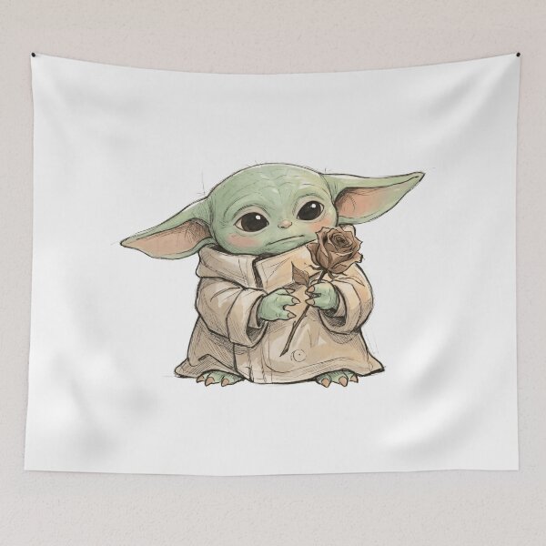 Item preview, BABY YODA WITH DRIED ROSE designed and sold by LIS AND MELIVERSO.