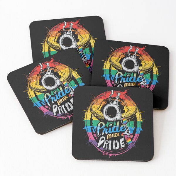 Item preview, Bold Muscular Pride Handcuffs Rainbow LGBT Shirt designed and sold by InkDazzle.