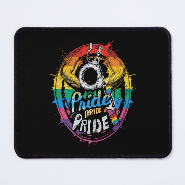 Item preview, Bold Muscular Pride Handcuffs Rainbow LGBT Shirt designed and sold by InkDazzle.