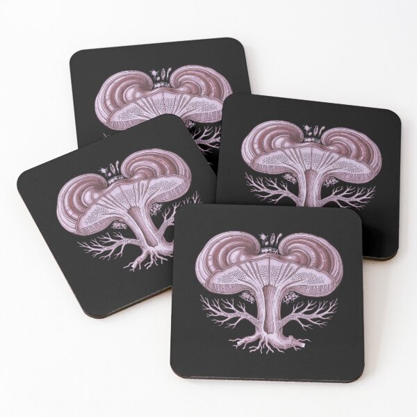Item preview, Illustration of a mushroom with mycelium and purple spores designed and sold by Bio Tech Art.