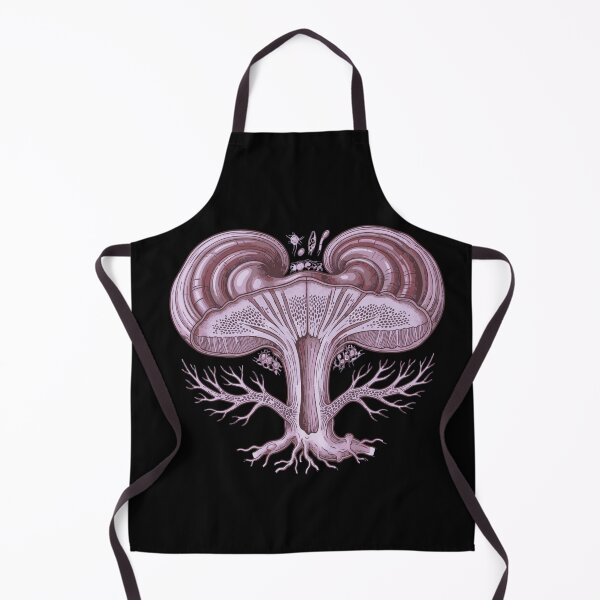Item preview, Illustration of a mushroom with mycelium and purple spores designed and sold by Bio Tech Art.