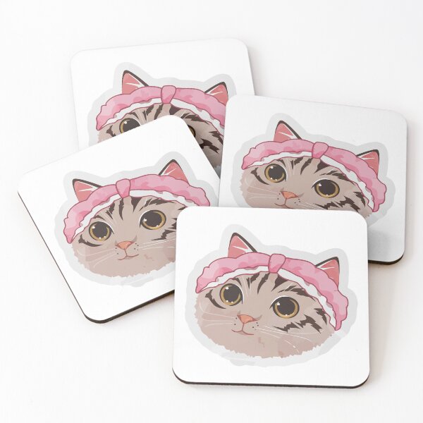 Item preview, Cozy Grey Tabby Cat with Pink Spa Headband Sticker designed and sold by jrodriguep.
