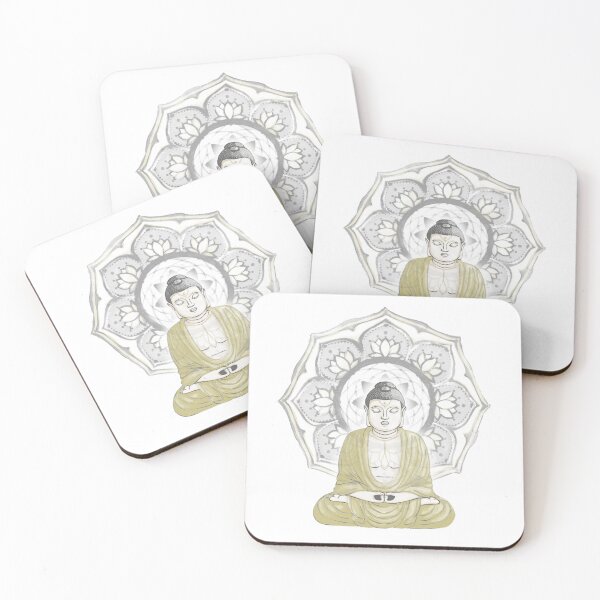 Item preview, Buddha Padma Watercolor - Gold Slate - Slate Fog Gold Halo designed and sold by Irene Estelle.