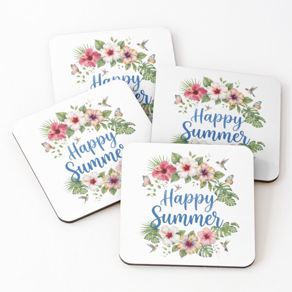 Item preview,  Tropical Flowers and Hummingbirds Happy Summer Graphic designed and sold by VibranPalette.