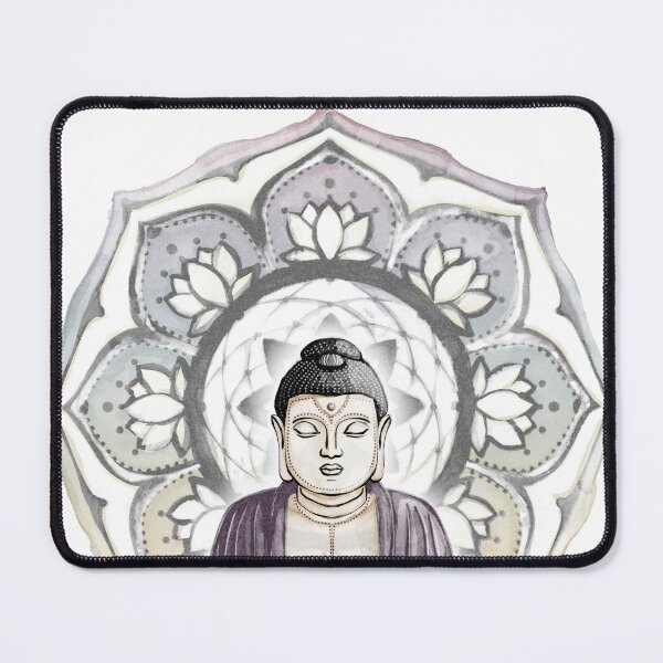 Item preview, Buddha Padma Watercolor - Fig Coal - Coal Rainbow Sunset Gold Halo designed and sold by Irene Estelle.