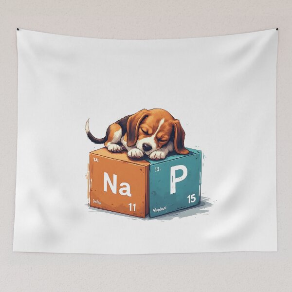 Item preview, Nap Chemistry Pun Beagle – Periodic Table Science Humor designed and sold by owi-art.