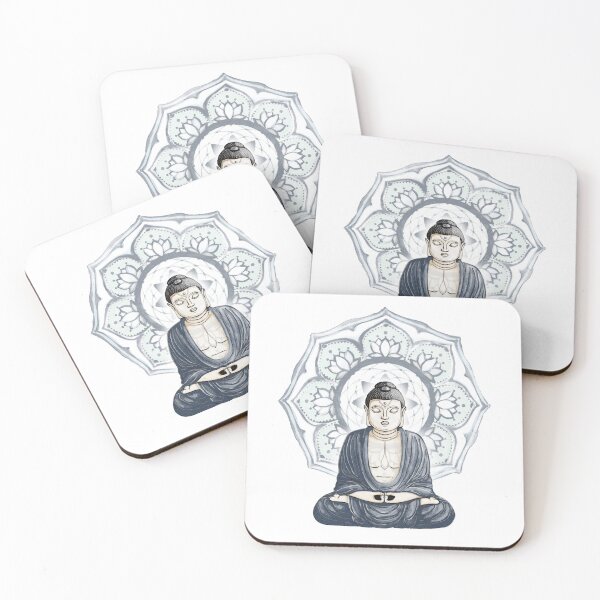 Item preview, Buddha Padma Watercolor - Dusk Coal - Dusk Mint Sky Halo designed and sold by Irene Estelle.