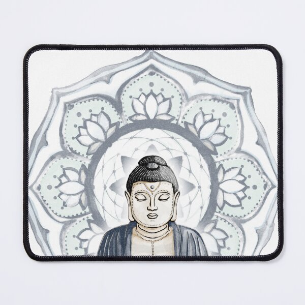 Item preview, Buddha Padma Watercolor - Dusk Coal - Dusk Mint Sky Halo designed and sold by Irene Estelle.