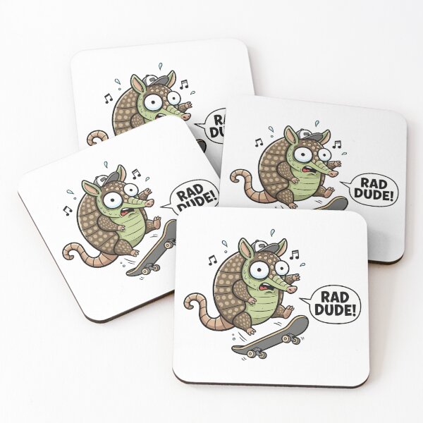 Item preview, Rad Dude Armadillo Skateboarding Cartoon designed and sold by rchabnb.