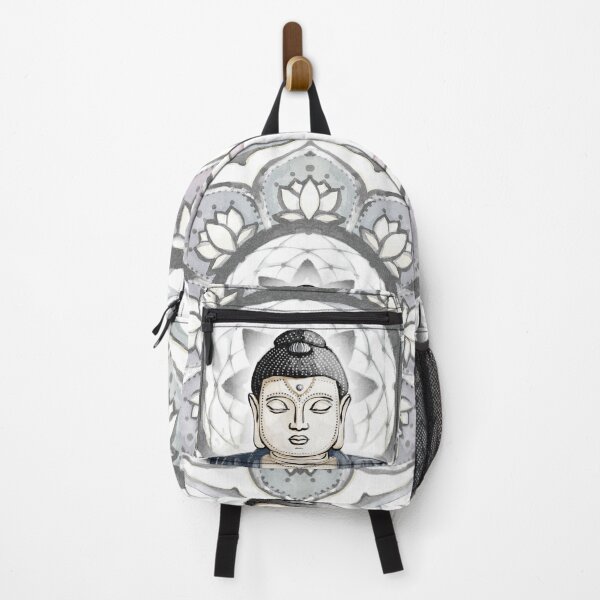 Item preview, Buddha Padma Watercolor - Dusk Coal - Coal Rainbow Sunset Gold Halo designed and sold by Irene Estelle.