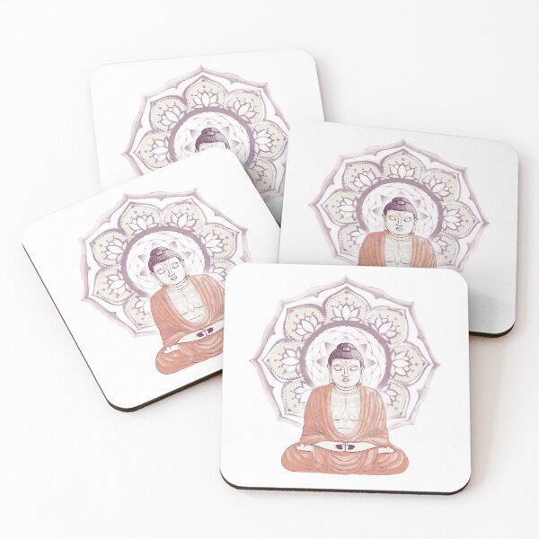 Item preview, Buddha Padma Watercolor - Coral Beet - Beet Dove Rose Halo designed and sold by Irene Estelle.