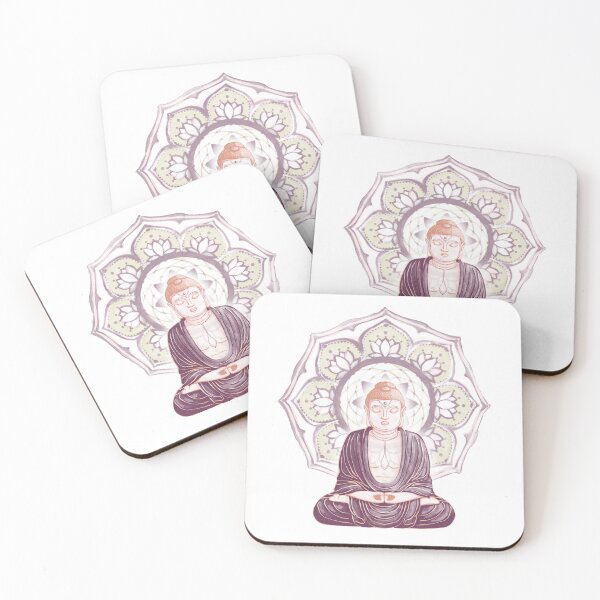 Item preview, Buddha Padma Watercolor - Beet Coral - Beet Gold Rose Halo designed and sold by Irene Estelle.