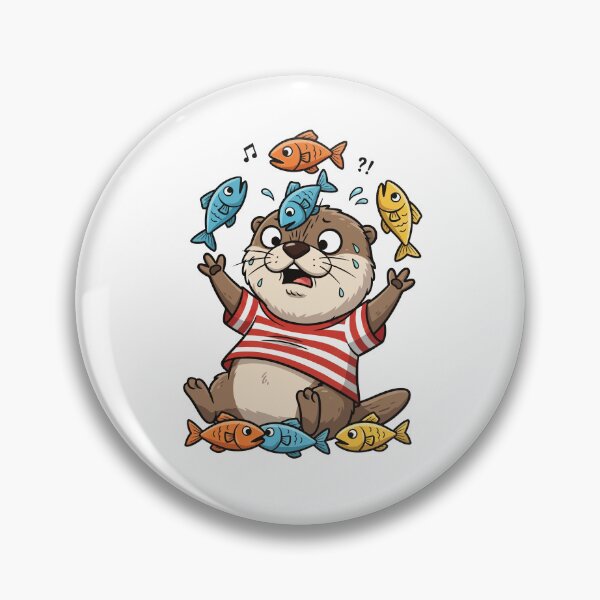 Item preview, Funny Otter Juggling Fish Cartoon designed and sold by rchabnb.