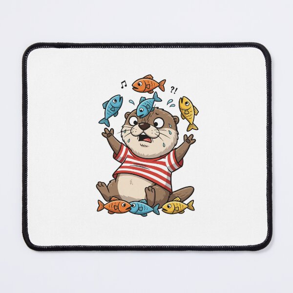 Item preview, Funny Otter Juggling Fish Cartoon designed and sold by rchabnb.