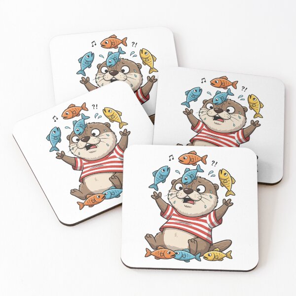Item preview, Funny Otter Juggling Fish Cartoon designed and sold by rchabnb.
