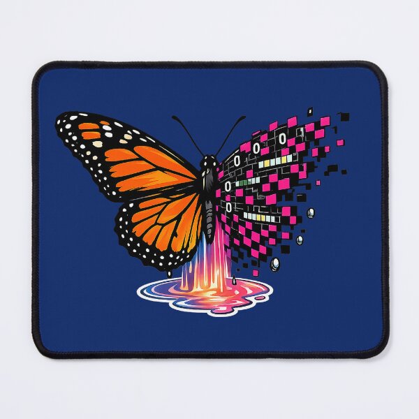 Item preview, Cyberpunk Digital Glitch Butterfly with Monarch Wings and Binary Code designed and sold by RebelStatic.