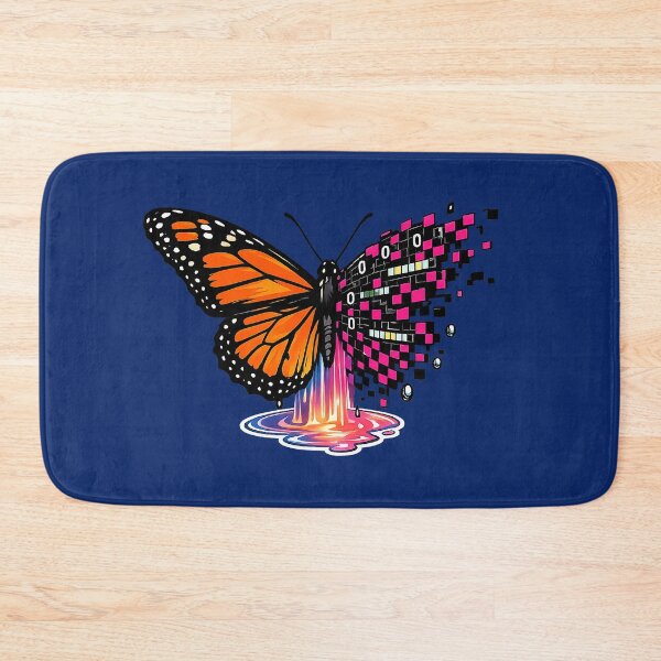 Item preview, Cyberpunk Digital Glitch Butterfly with Monarch Wings and Binary Code designed and sold by RebelStatic.