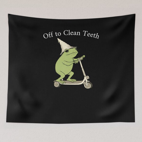Item preview, Off To Clean Teeth Frog Scooter Funny designed and sold by krystalRomanart.