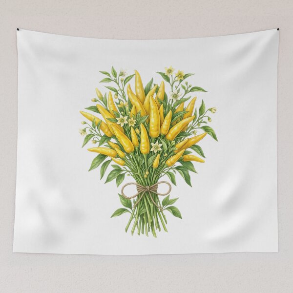 Item preview, Watercolor Yellow Chili Pepper Bouquet Illustration designed and sold by VibranPalette.
