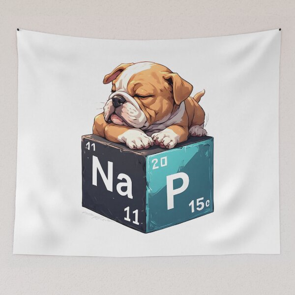 Item preview, Nap Chemistry Pun Bulldog – Periodic Table Science Humor designed and sold by owi-art.