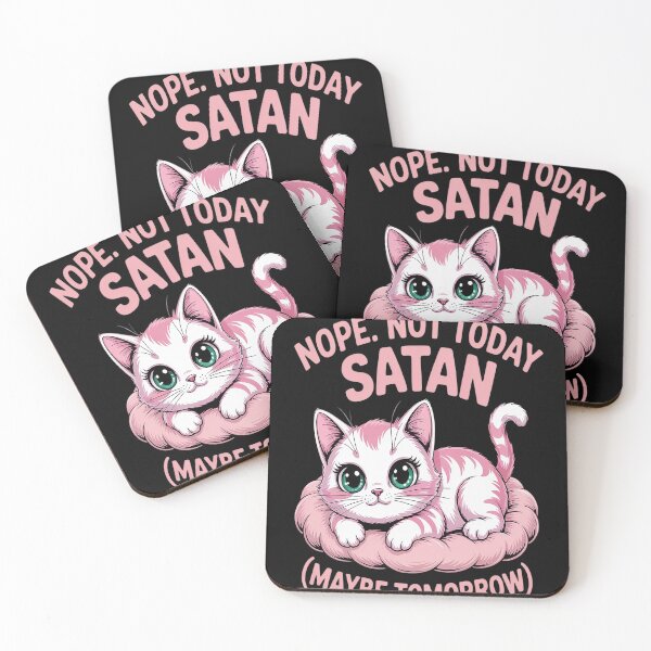 Item preview, Nope Not Today Satan Maybe Tomorrow Lazy Cat designed and sold by HaiharryCartoon.