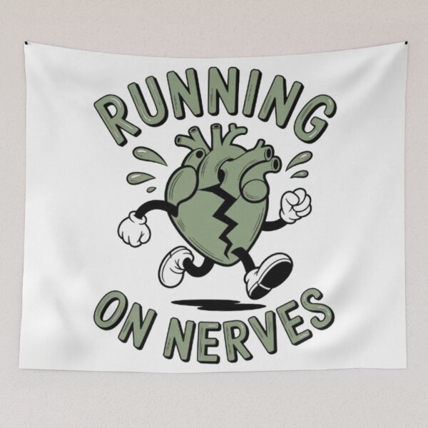 Item preview, Running on Nerves Cartoon Heart Graphic Tee designed and sold by NewUSShop.