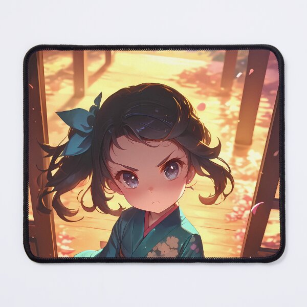 Item preview, Tsukihi Araragi Bakemonogatari Chibi Teal Kimono Sunset designed and sold by TanglenRabbit.
