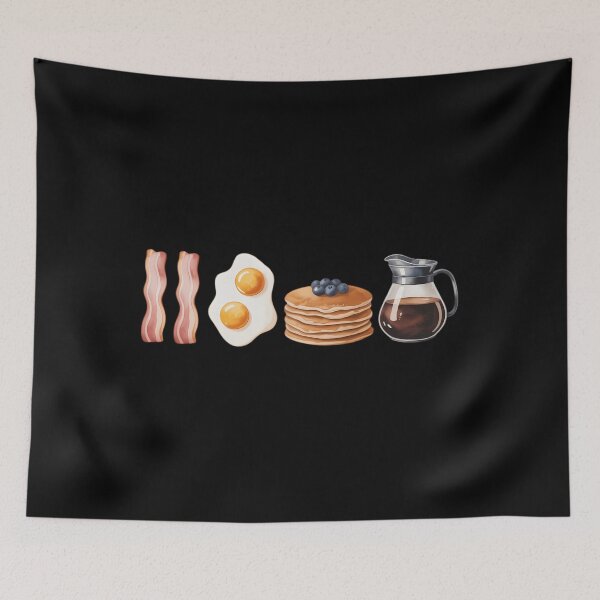 Artikelvorschau, Frühstück, Speck, Eier, Pfannkuchen, Kaffee, süß, gemütlich, lecker entworfen und verkauft von PunkNation-Arts.