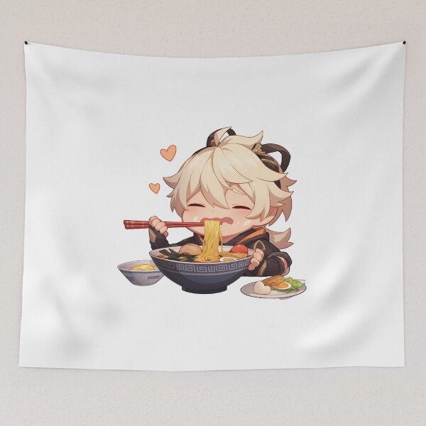 Item preview, Bennett Genshin Impact Chibi Ramen Slurp Kawaii Lucky Vibes designed and sold by mildaclairmo.
