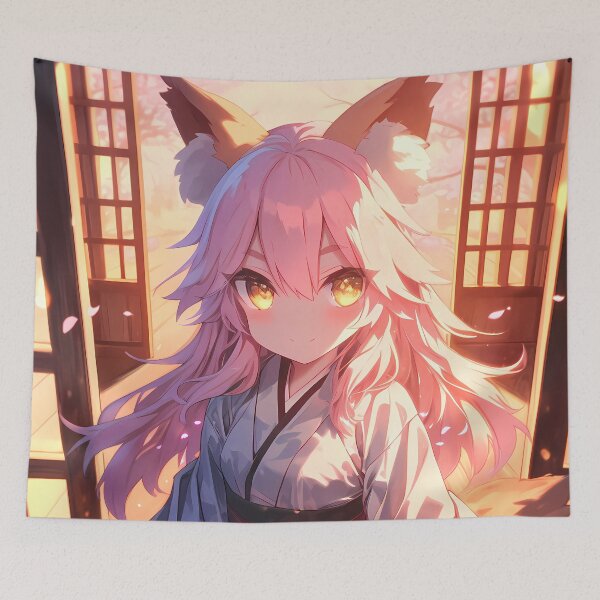 Item preview, Tamamo No Mae Fate Grand Order Fox Ears Kimono Sunset designed and sold by TanglenRabbit.