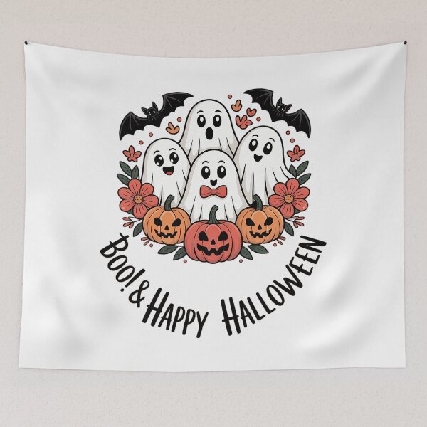 Item preview, Halloween Coquette Spooky Season Fall Halloween Three Friendly Ghosts designed and sold by PunkNation-Arts.