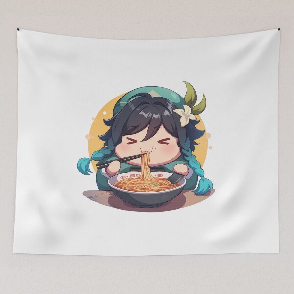 Item preview, Venti Genshin Impact Chibi Ramen Noodles Sparkles Cozy designed and sold by mildaclairmo.