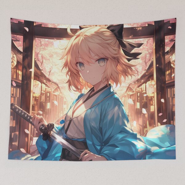 Item preview, Okita Souji Fate Grand Order Blue Kimono Torii Sakura designed and sold by TanglenRabbit.