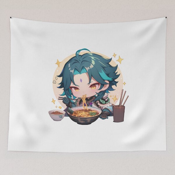 Item preview, Xiao Genshin Impact Chibi Kawaii Ramen Noodles Cozy Mood designed and sold by mildaclairmo.