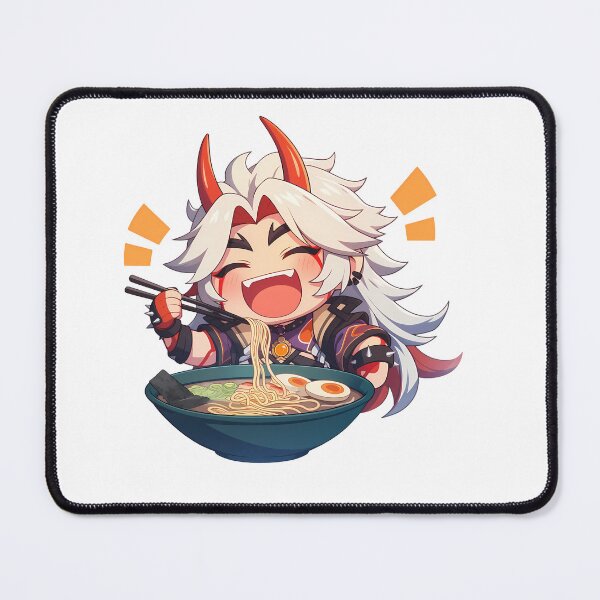 Item preview, Arataki Itto Genshin Impact Laughing Chibi Ramen Noodles Chaos designed and sold by mildaclairmo.