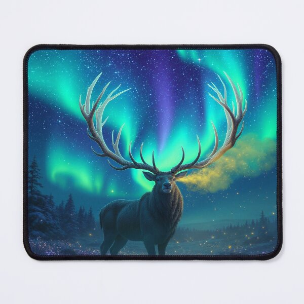 Item preview, Majestic Stag Aurora Borealis Night Sky Art designed and sold by MystArt1.