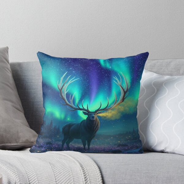Item preview, Majestic Stag Aurora Borealis Night Sky Art designed and sold by MystArt1.