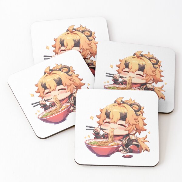 Item preview, Thoma Genshin Impact Warm Kawaii Ramen Chibi Noodle Slurp designed and sold by mildaclairmo.