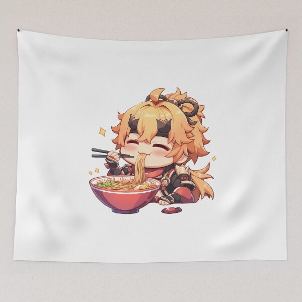 Item preview, Thoma Genshin Impact Warm Kawaii Ramen Chibi Noodle Slurp designed and sold by mildaclairmo.
