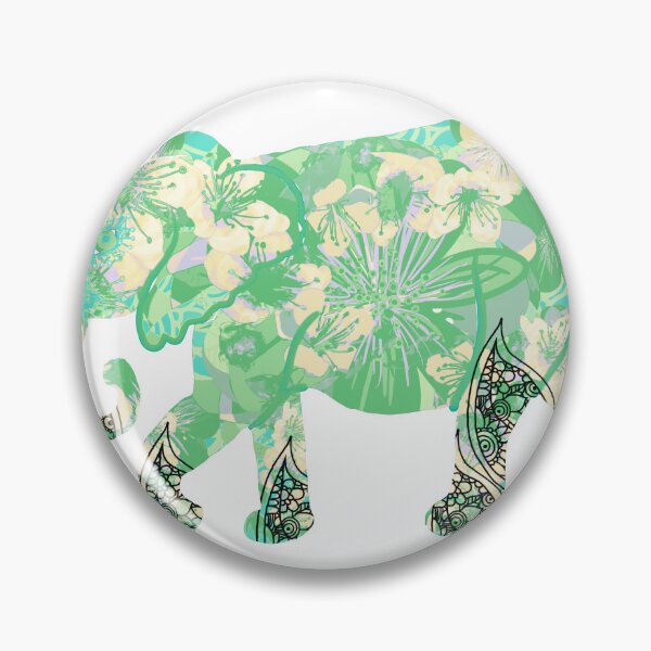 Item preview, Green floral henna elephant designed and sold by Bluearthstar.