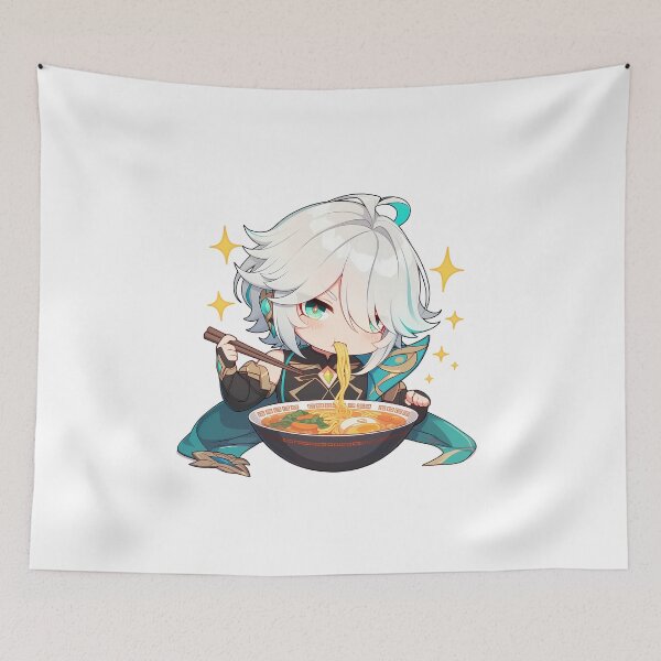 Item preview, Alhaitham Genshin Impact Chibi Teal Ramen Noodle Focus designed and sold by mildaclairmo.