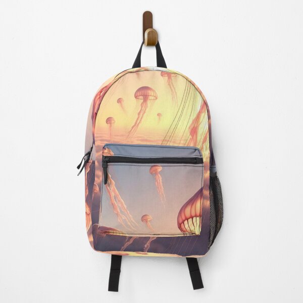 Item preview, Dreamy Jellyfish Floating Through Pastel Sunset Sky designed and sold by MystArt1.